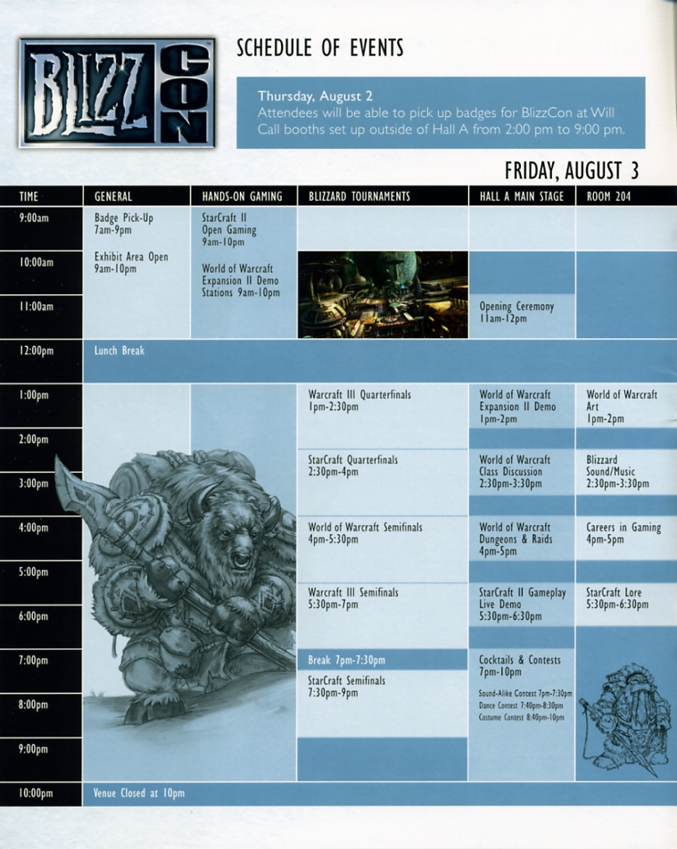 Programme du BlizzCon 2007.