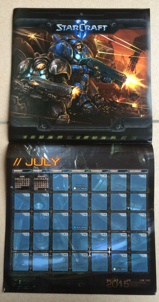 Calendrier 2015 pour StarCraft II.