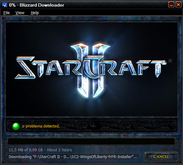 Téléchargement de StarCraft II (15 juillet 2010).