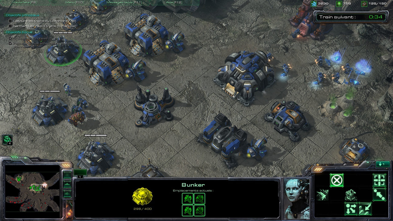 Screenshot de la mission La bataille du rail de StarCraft II: Wings of Liberty.
